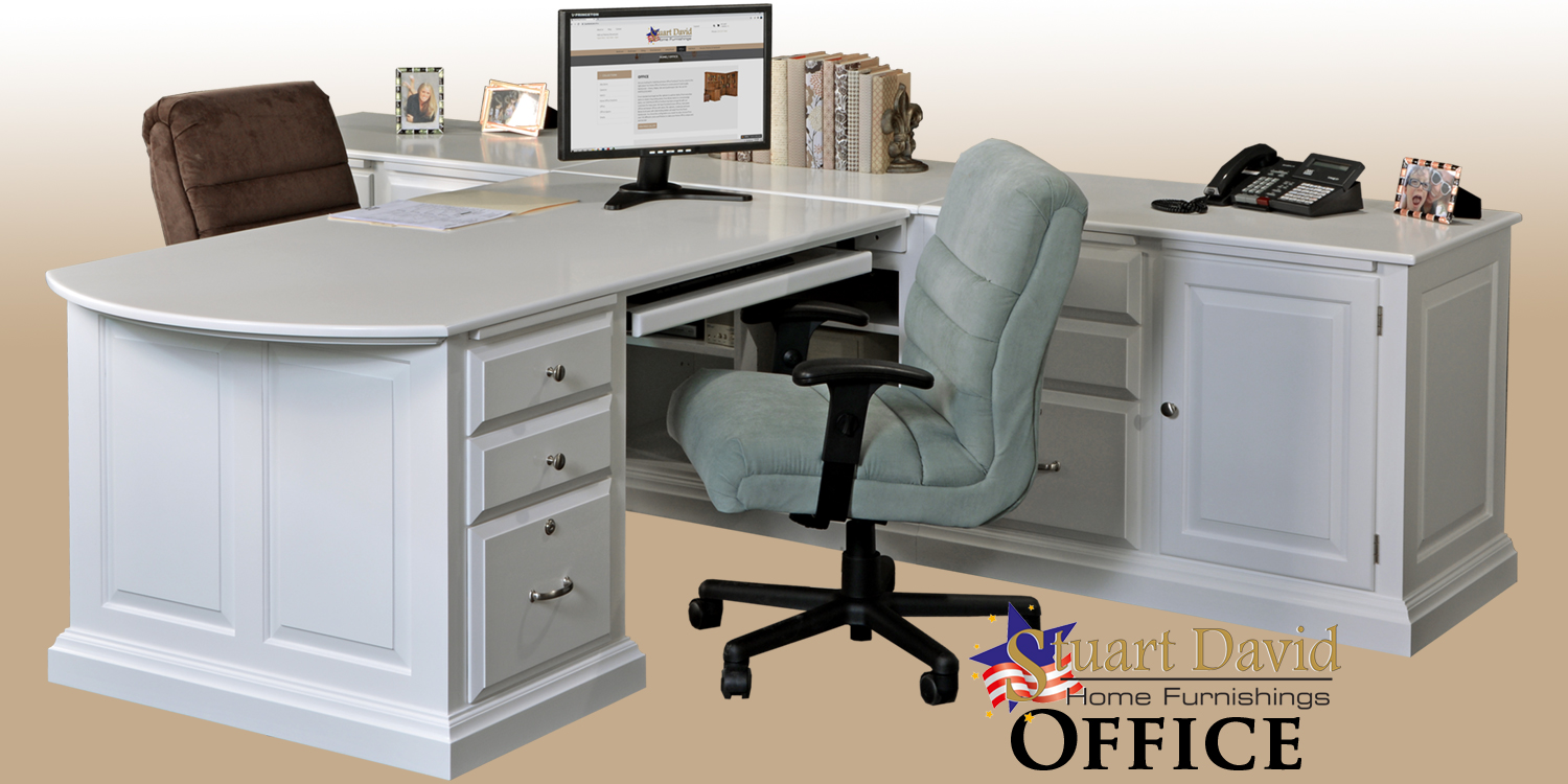 Stuart David White Paint Wood Office Furniture Made in America by Family Business