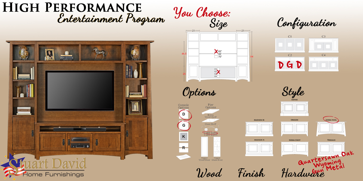 Sierra Vista Entertainment Center Shown on North American Quartersawn White ak