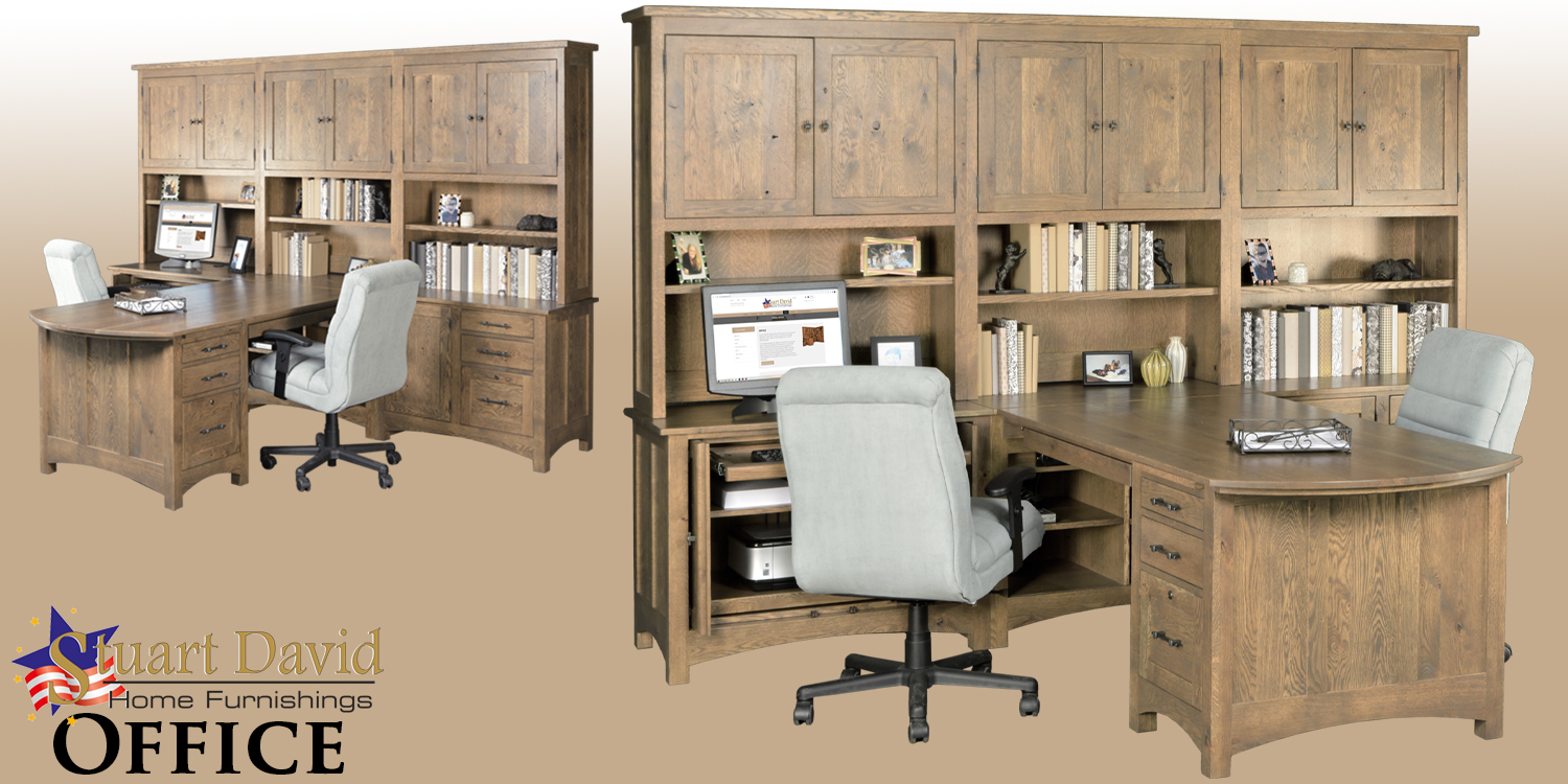 Stuart David Rustic Oak Solid Wood Office Furniture Made in the USA