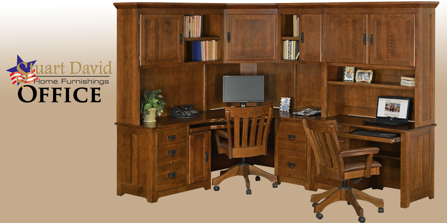 Stuart David Mission Office Furniture with Storage Made in America with Solid Quarter Sawn Oak Wood