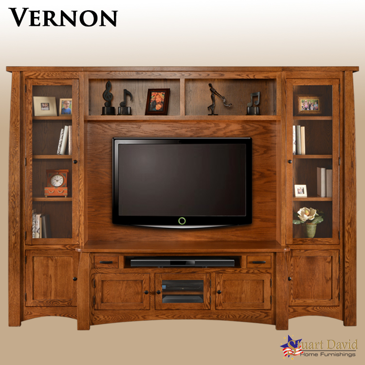 Vernon Entertainment Center shown on North American Red Oak