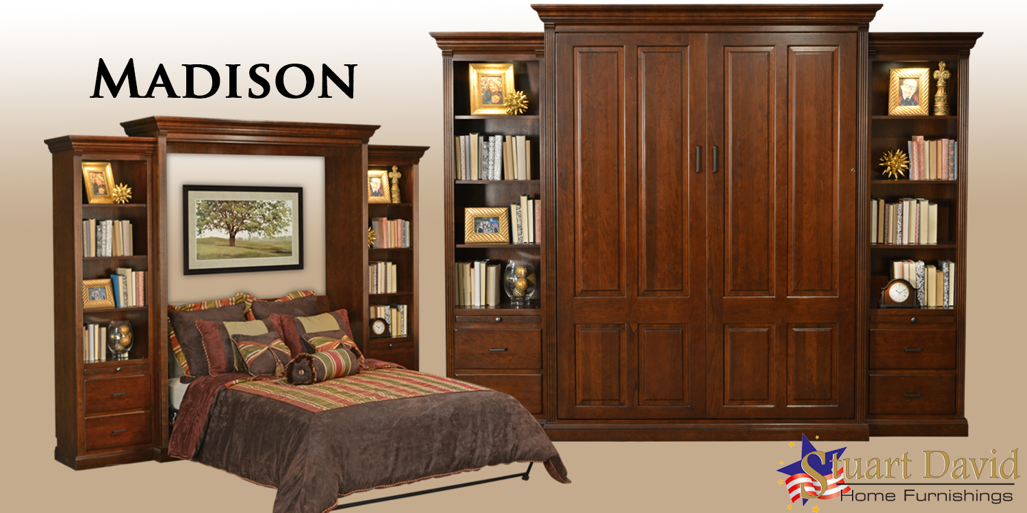 Wall Bed Gallery Stuart David Furniture, Madison Bifold Bookcase Murphy Bed