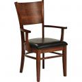 Amish Made Americana Dining Arm Chair with Leather Seat